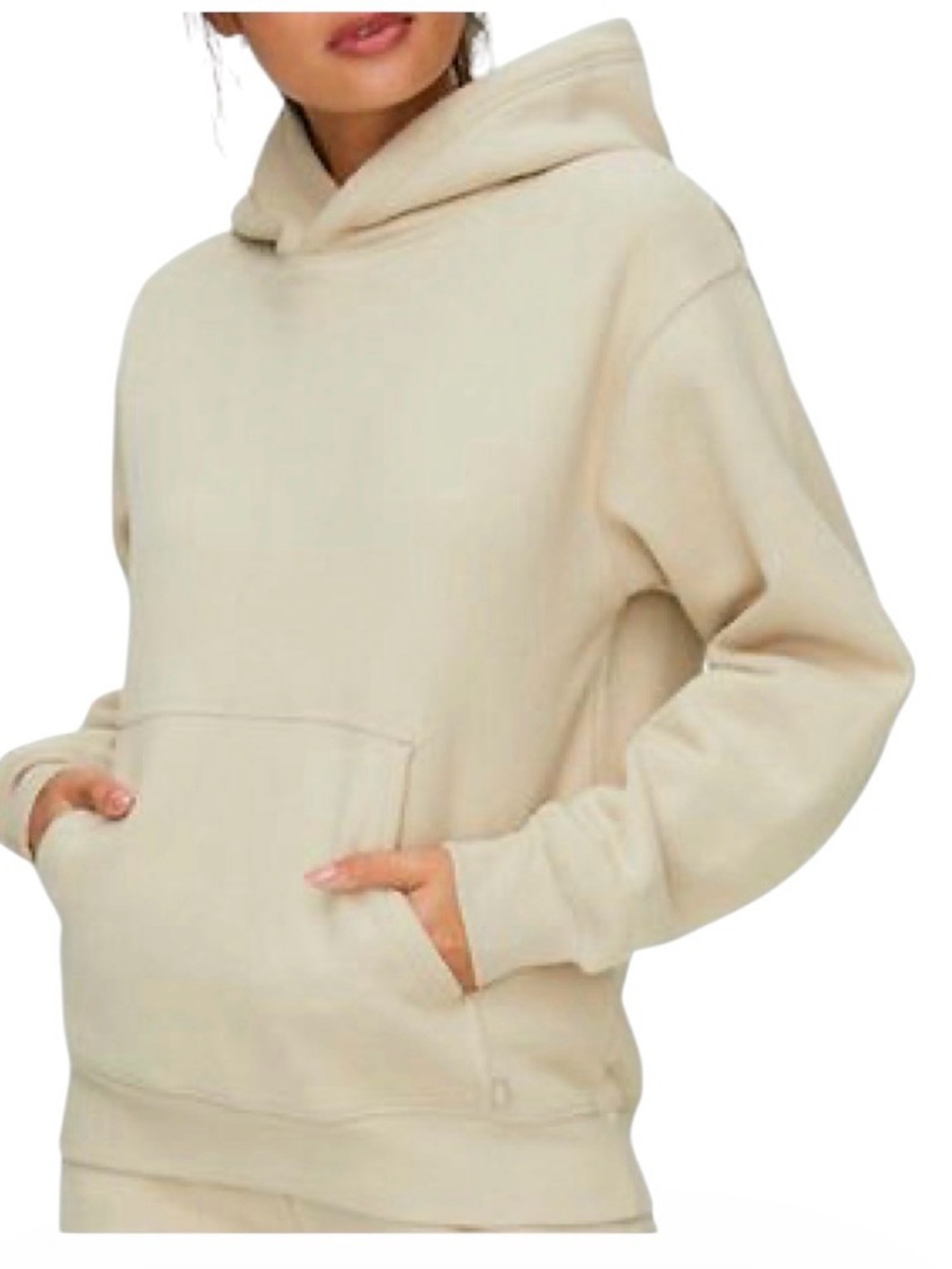 Aritzia TNA Cozy Sweat Fleece Hoodie Perfect Fit Size XL‎ Oatmeal Tan